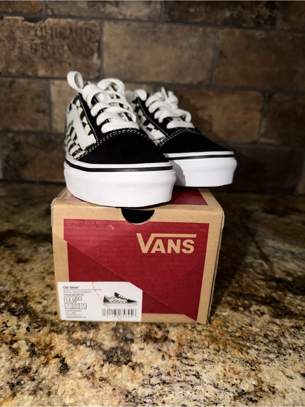 Vans Kids Old Skool Checkerboard Black & White Shoes